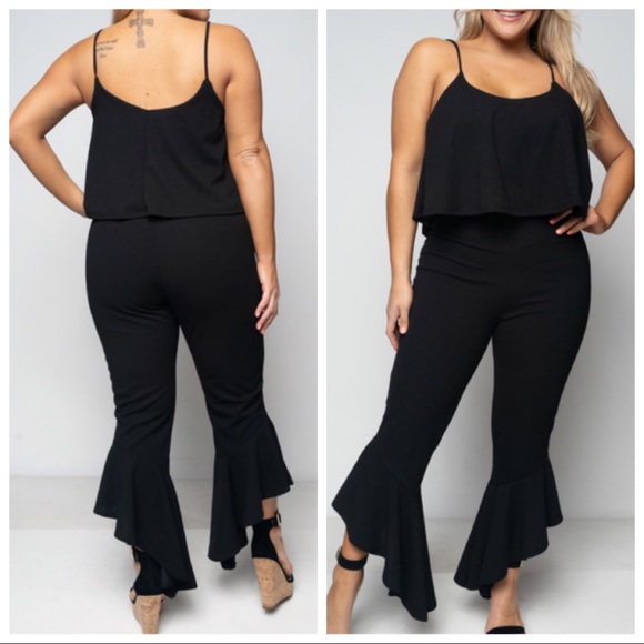 ❤️LAST NEW PLUS Black Ruffle Jumpsuit - Picture 2 of 7